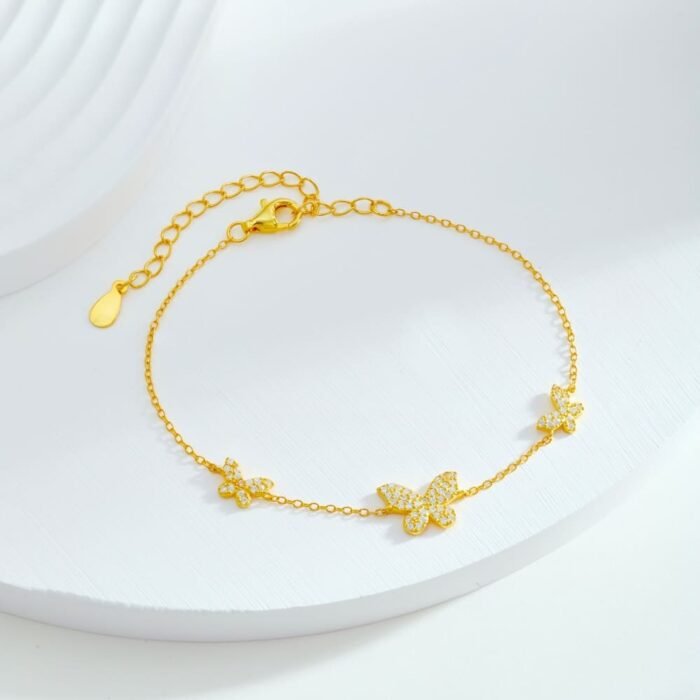 Aurojewels S925 Sterling Silver Butterfly 18K Simple Bracelet
