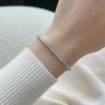 Aurojewels S925 Sterling Silver Round Zirconia Diamond Set Fashion Bracelet