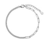 Aurojewels Silver S925 Paperclip Chain Duplex Bracelet